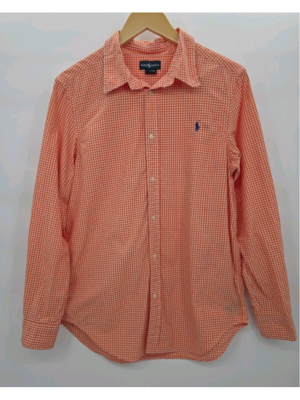 Ralph Lauren Boys Shirt XL 18-20 Orange Gingham Preppy Old Money Classic